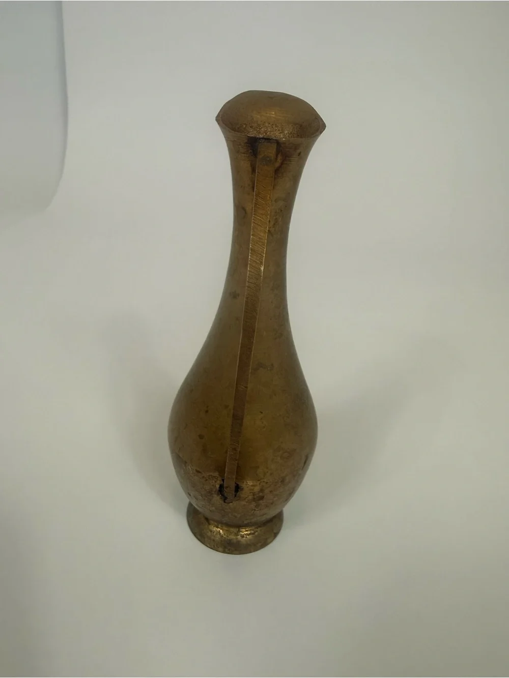 Vintage Solid Brass Bud Vase With Handle Small India tarnish